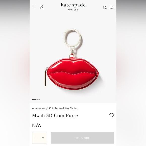 kate spade Mwah 3D Coin Purse Keychain New with Tag Sold Out Online MSRP $129 - Picture 4 of 4